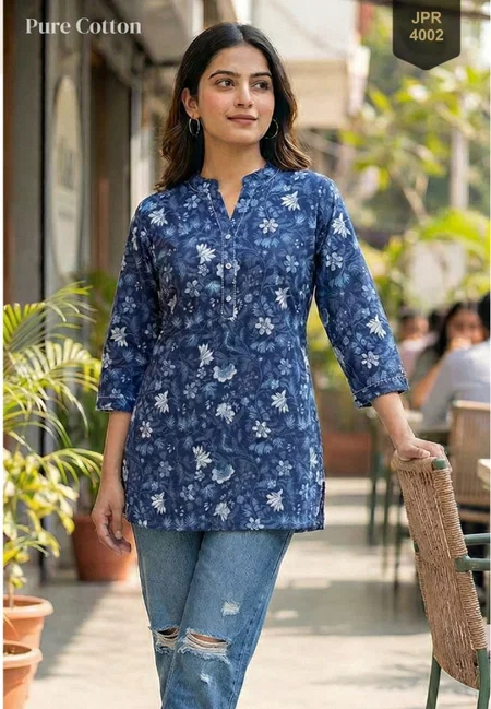 Tew Kaya Pure Cambric Cotton Jaipur Printed Short Top Wholesale Clothing Suppliers In India
